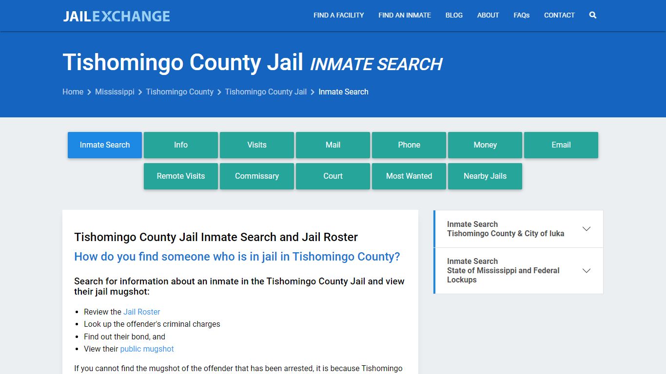 Inmate Search: Roster & Mugshots - Tishomingo County Jail, MS